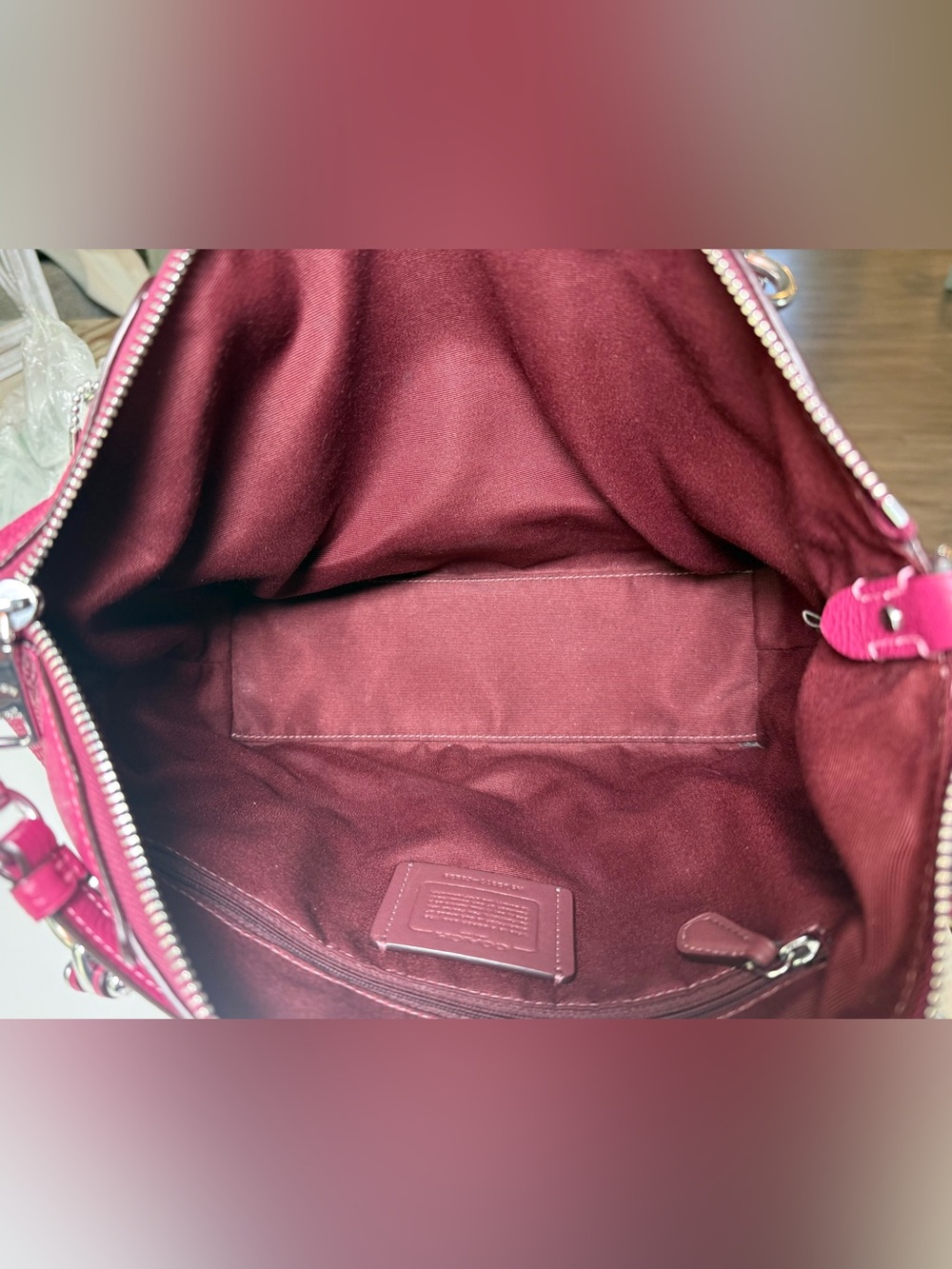 Coach Pebbled Leather Kacey Satchel in Raspberry - Picture 8 of 13